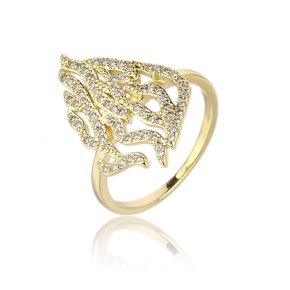 טבעת מצופה 14K משובצת זרקונים