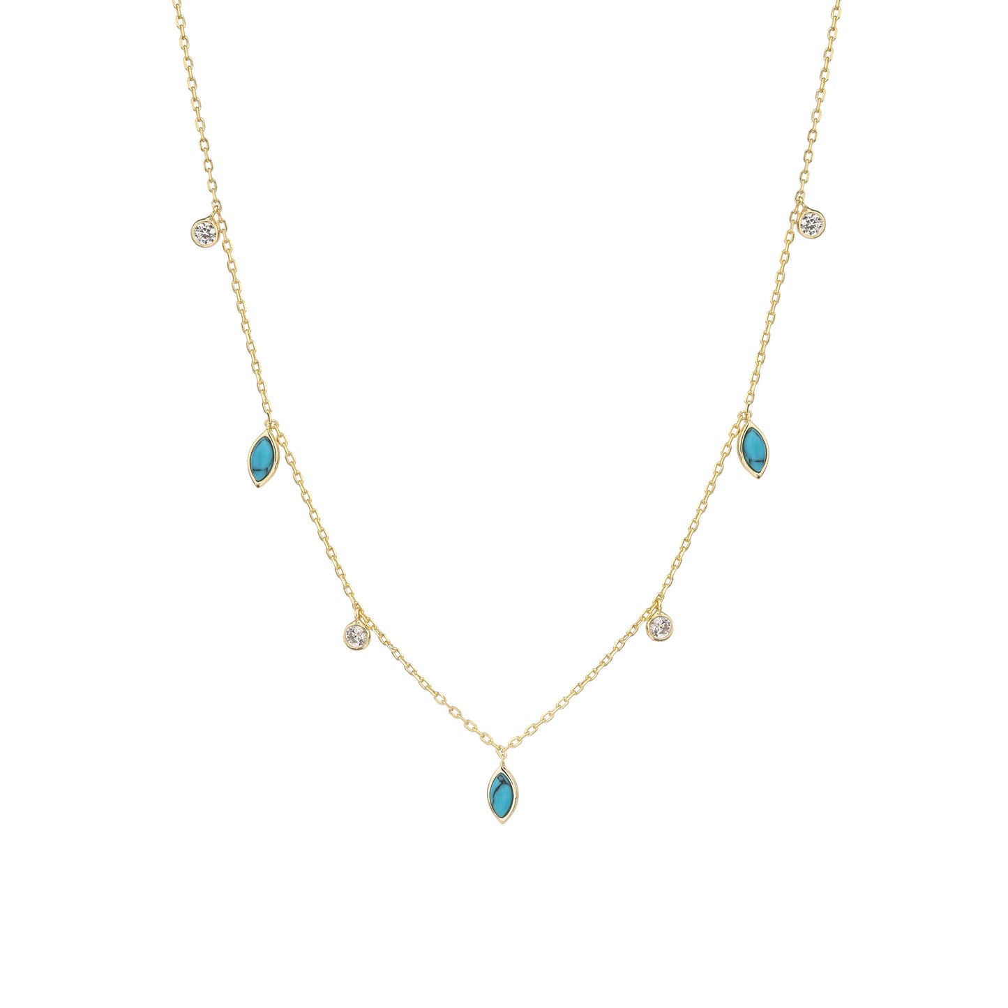 שרשרת צ'וקר מצופה 14K משובצת זרקונים