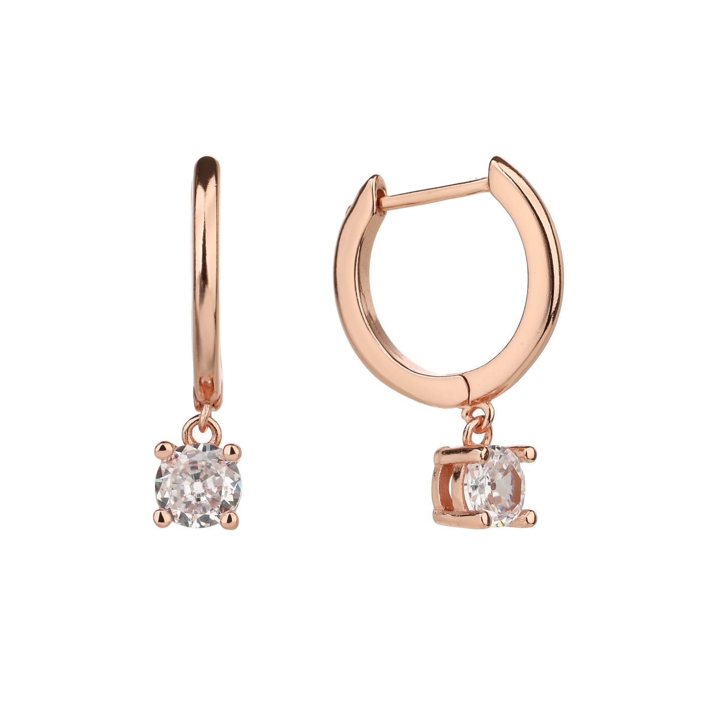 עגיל רוז גולד משובץ זרקונים