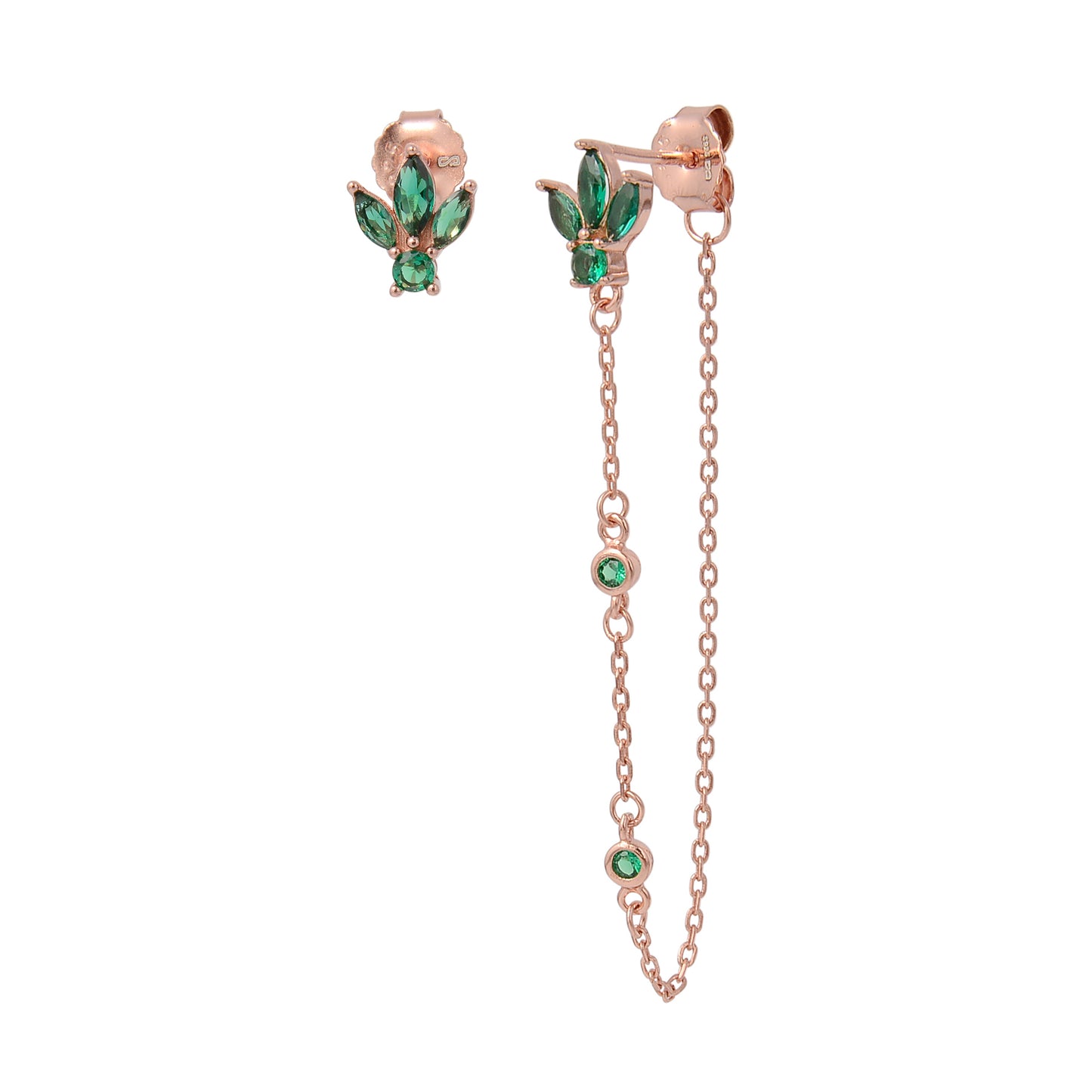 עגיל רוז גולד נופל משובץ זרקונים