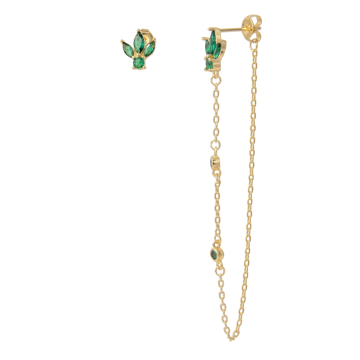 עגיל נופל מצופה 14K משובץ זרקונים