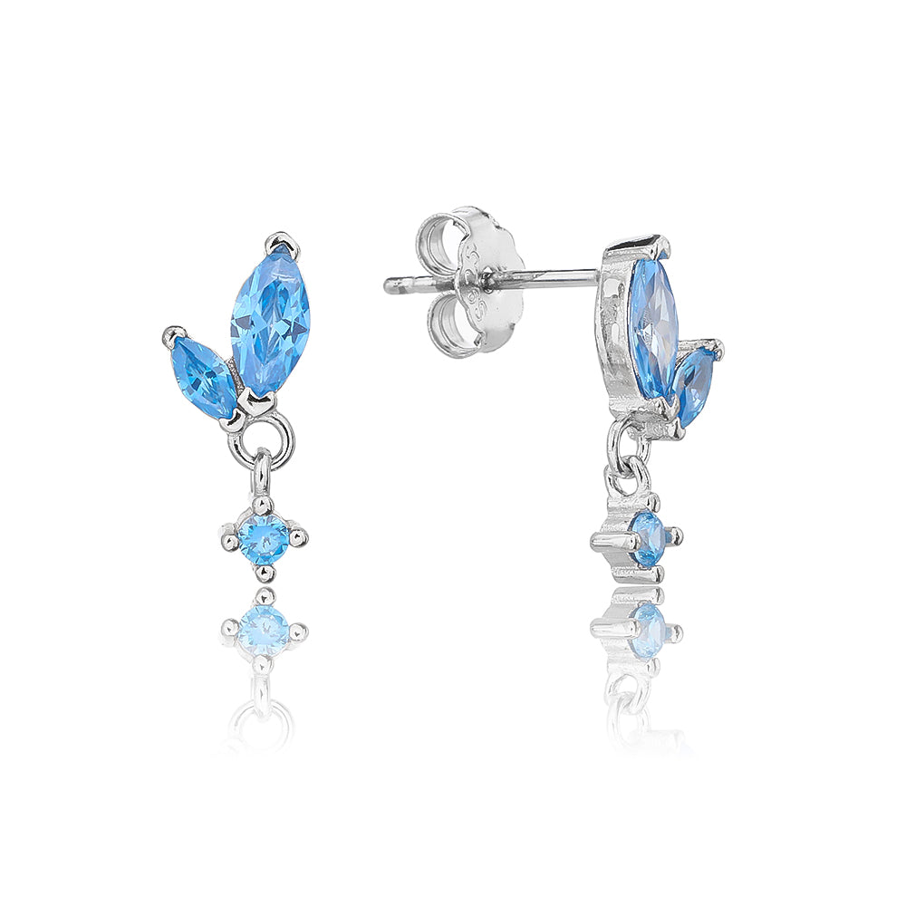 עגיל כסף משובץ אבנים