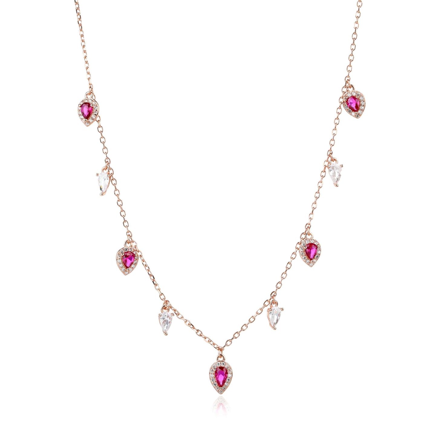 שרשרת צ'וקר רוז גולד משובצת זרקונים