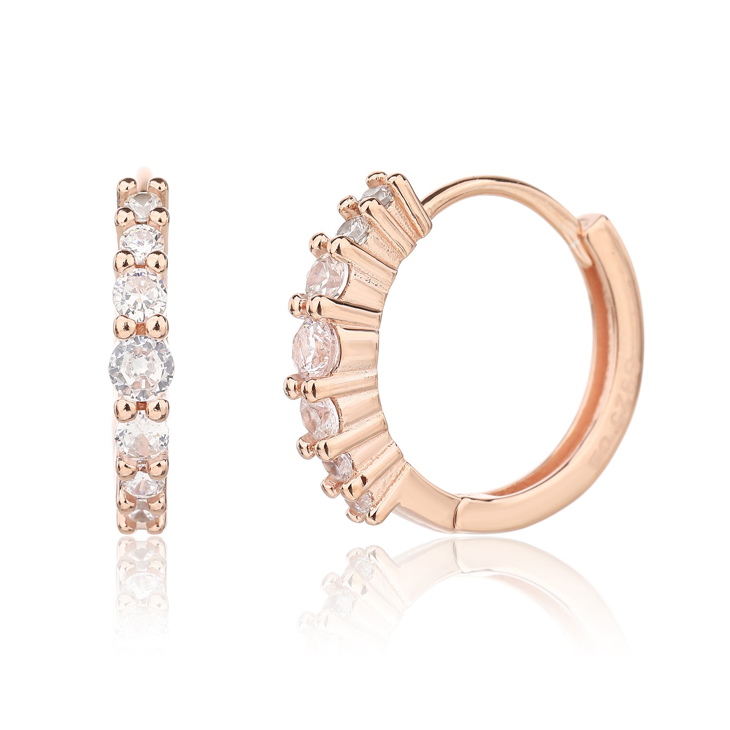 עגיל רוז גולד משובץ זרקונים