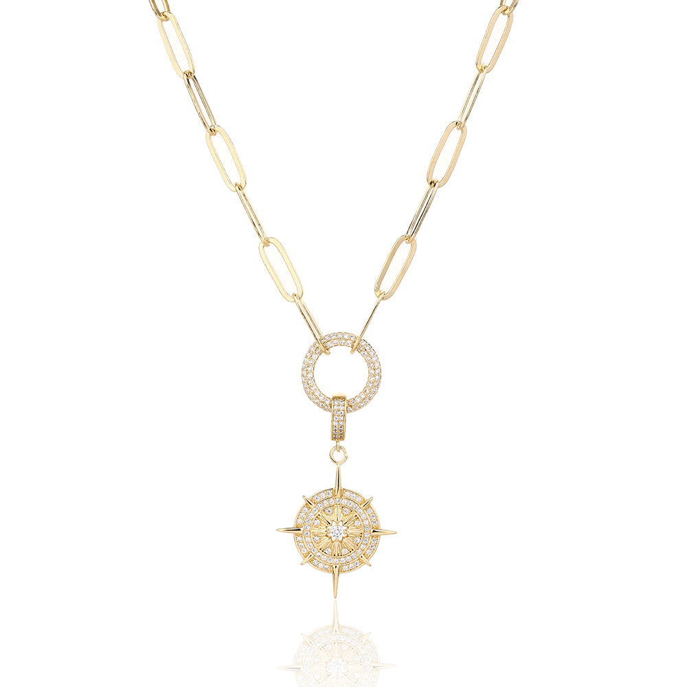 שרשרת רטרו מצופה זהב 14K משובצת זרקונים