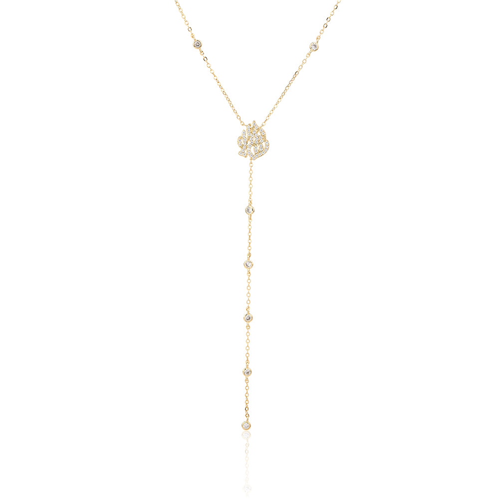 שרשרת נופלת מצופה זהב 14K משובצת זרקונים