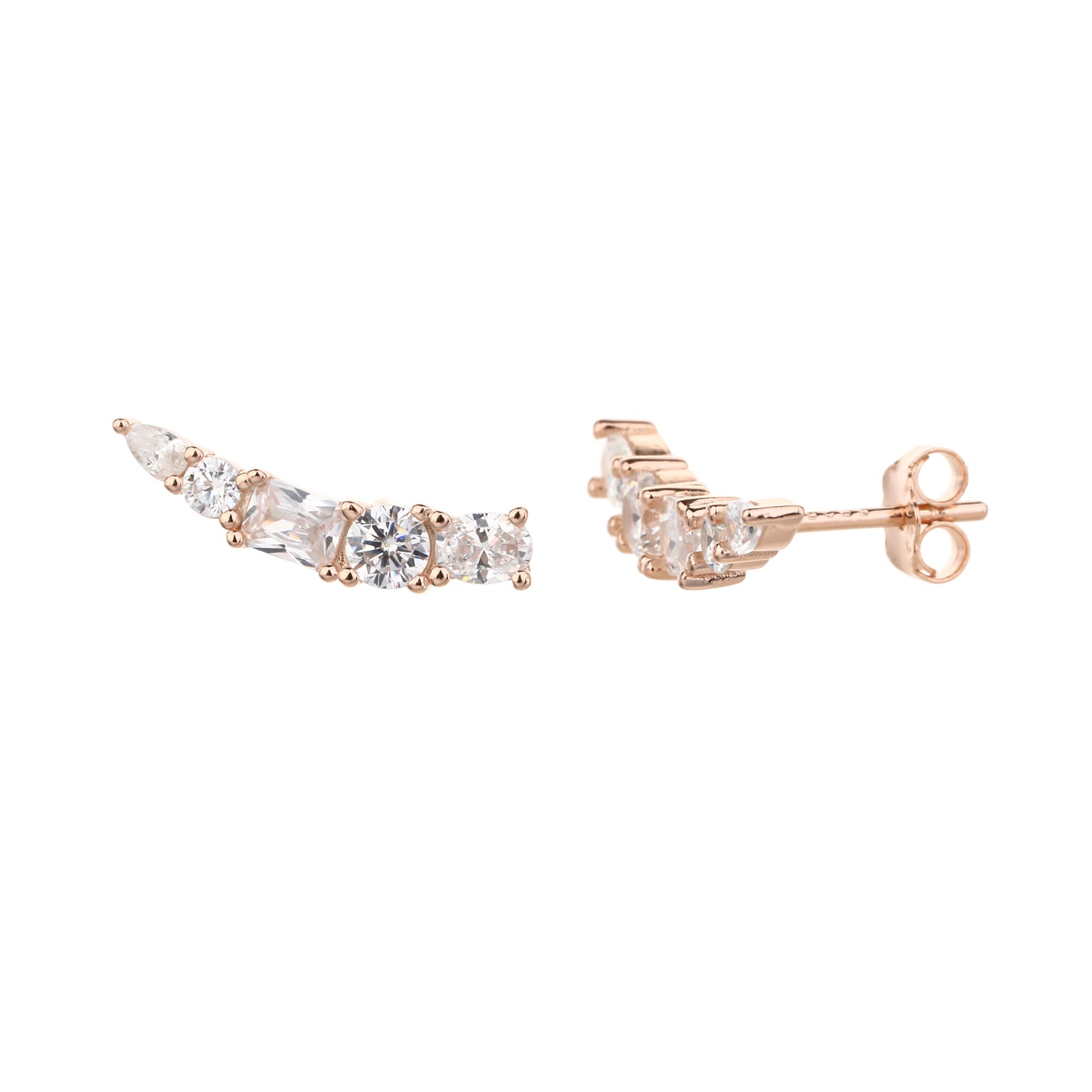 עגילי רוז גולד משובצים זרקונים