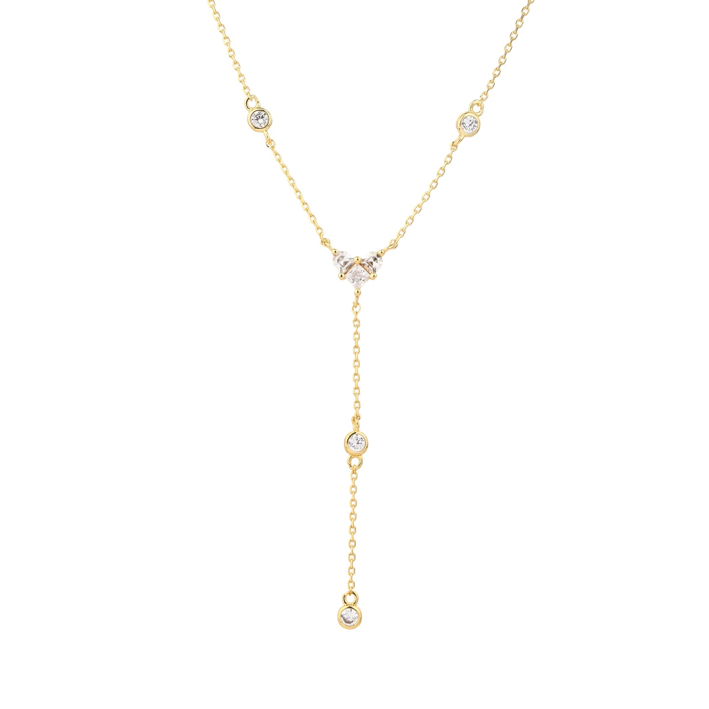 שרשרת מצופה זהב 14K נופלת משובצת זרקונים