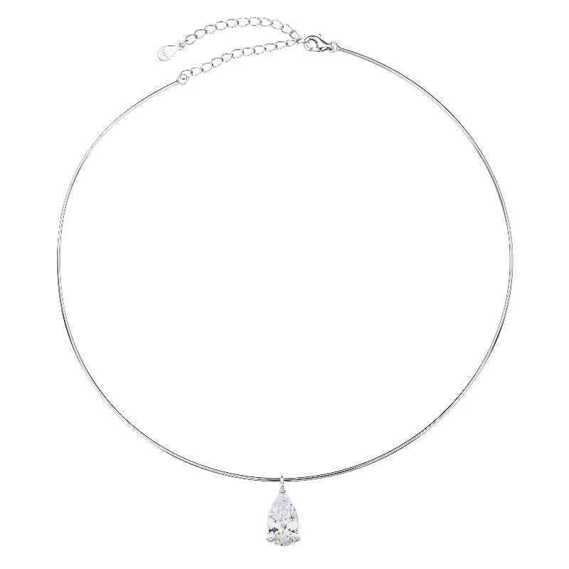 שרשרת קשיחה כסף 925 משובצת אבן זרקון