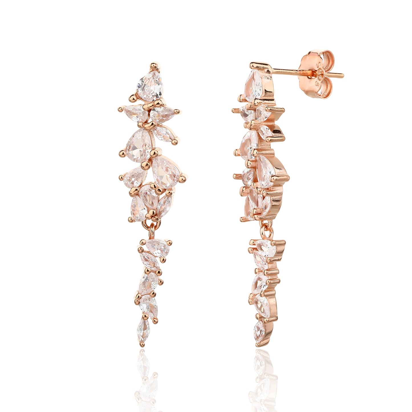 עגילי רוז גולד משובצים זרקונים