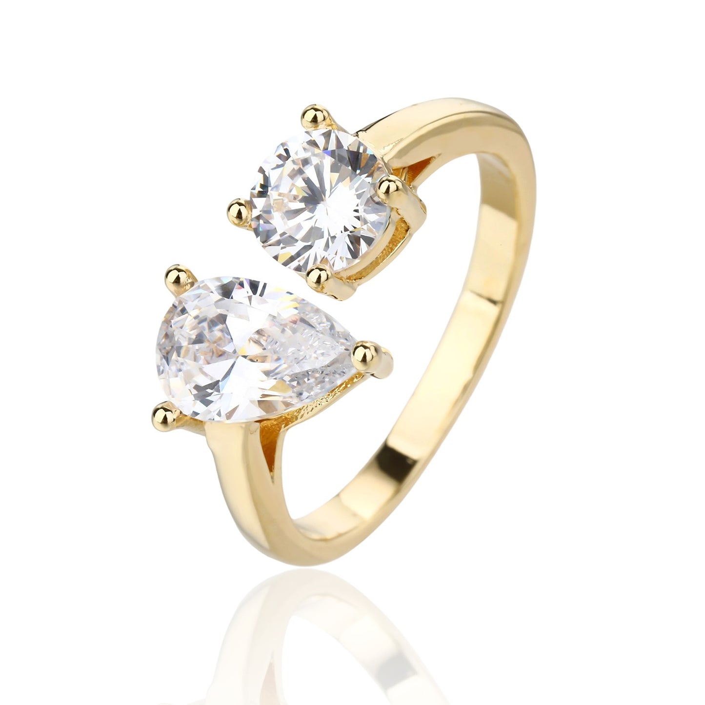 טבעת מצופה זהב 14K משובצת זרקונים