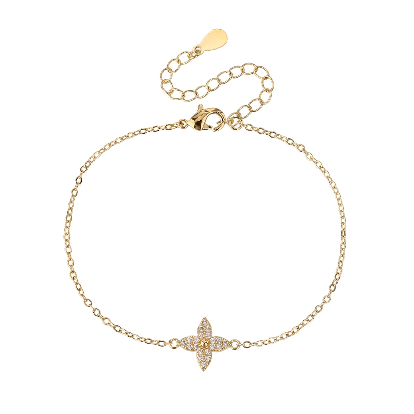 צמיד מצופה זהב 14K משובץ זרקונים