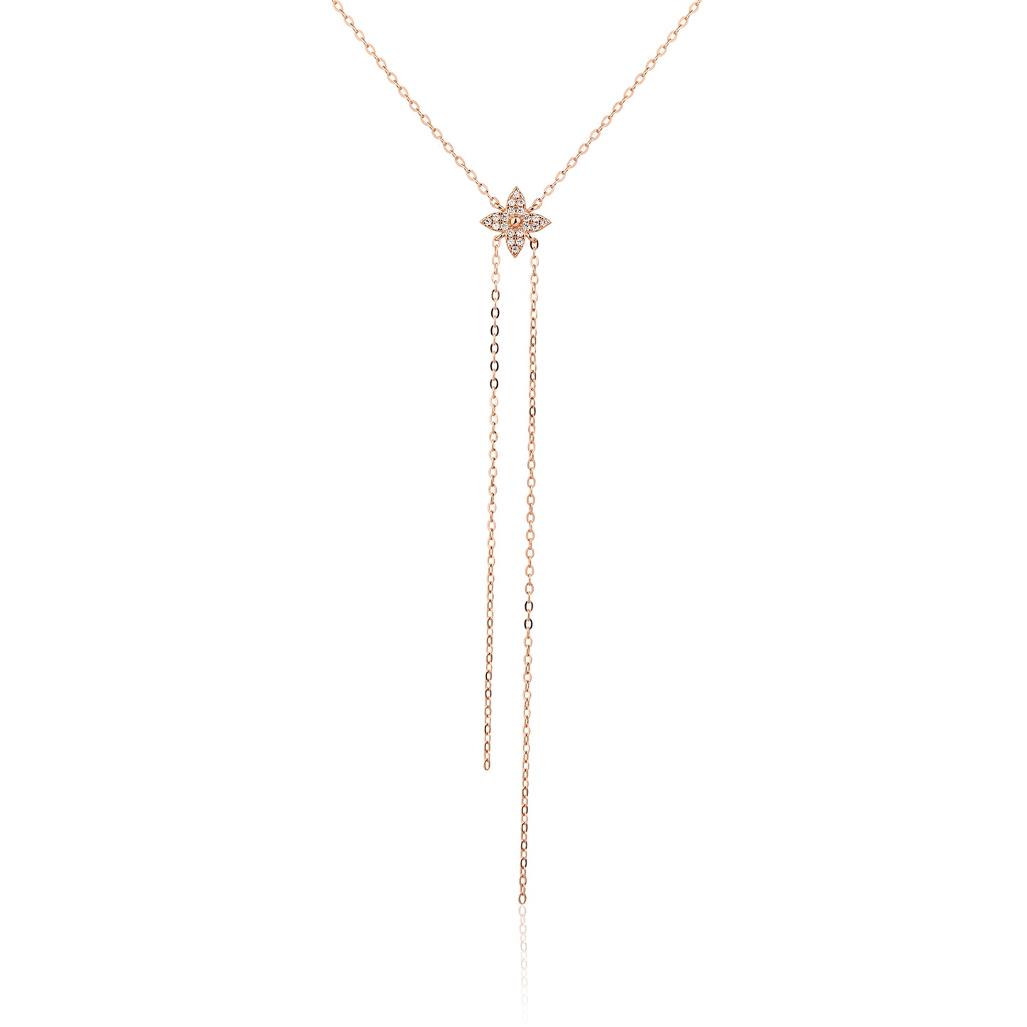 שרשרת רוז גולד נופלת משובצת זרקונים