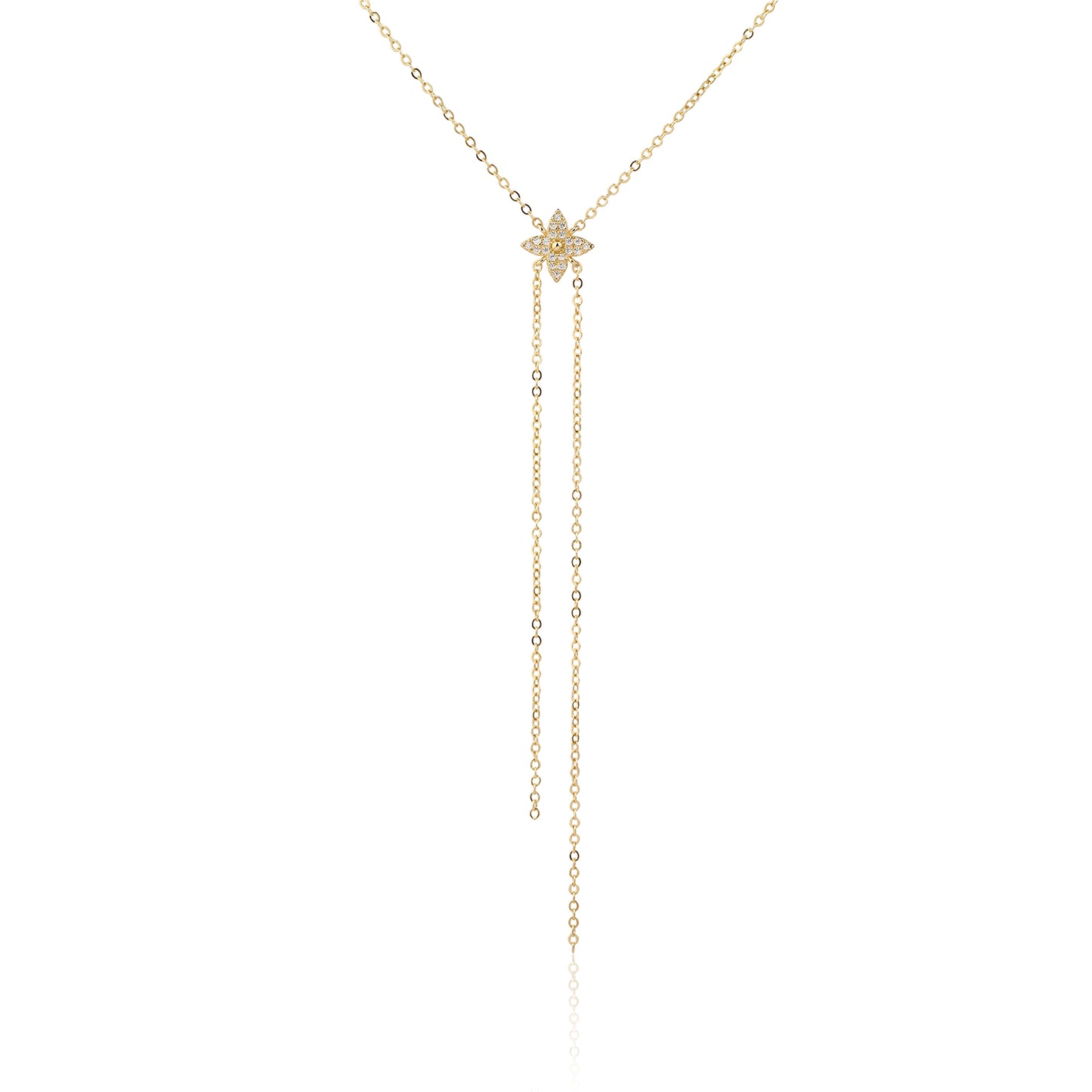 שרשרת נופלת מצופת זהב 14K משובצת זרקונים