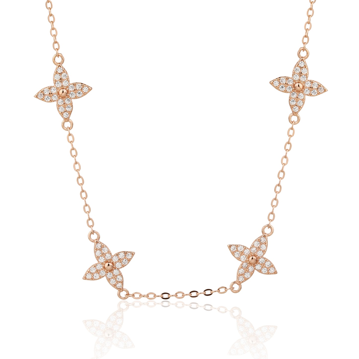 שרשרת צ׳וקר רוז גולד משובצת זרקונים