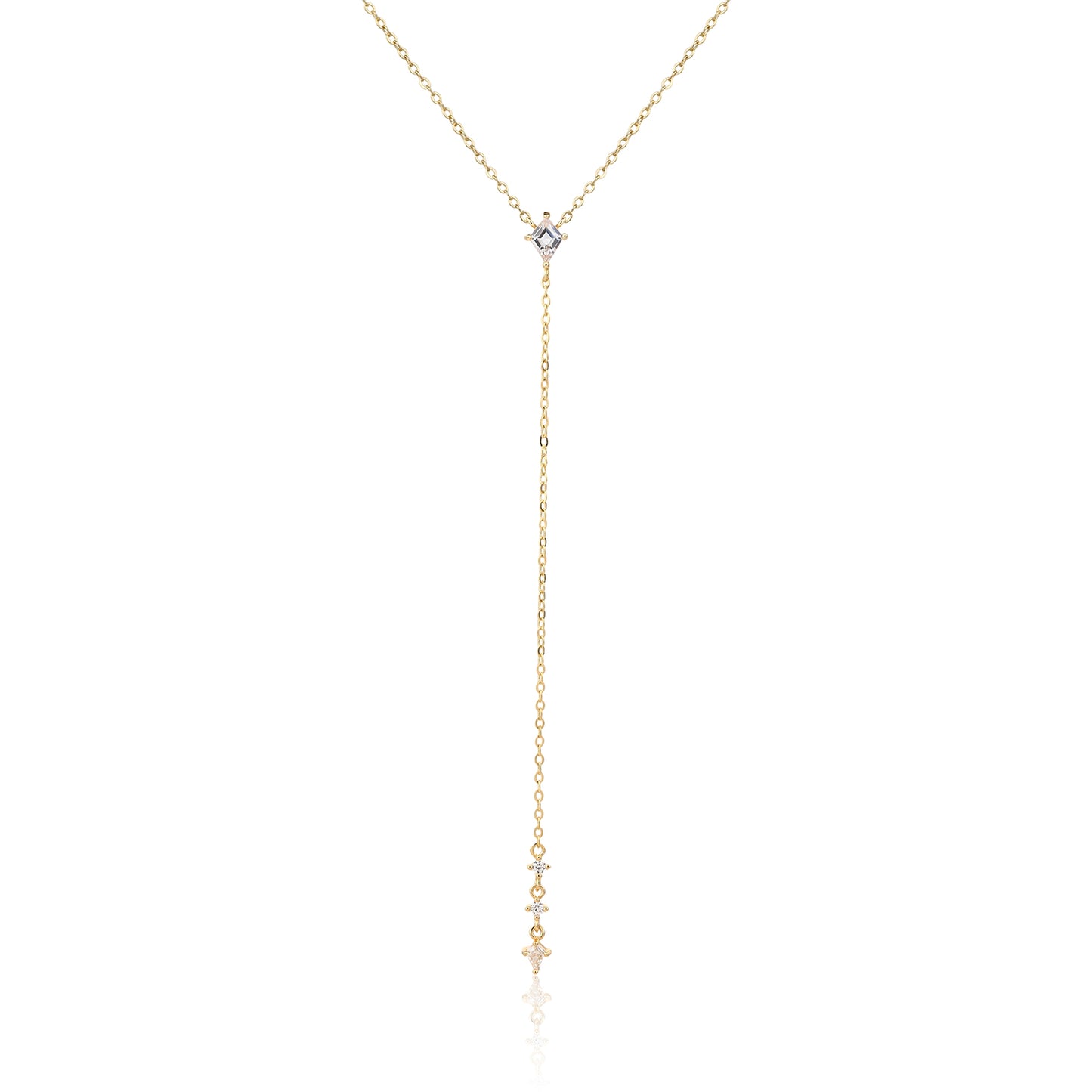 שרשרת נופלת מצופת זהב 14K משובצת זרקונים