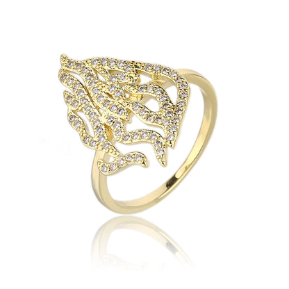 טבעת מצופה 14K משובצת זרקונים