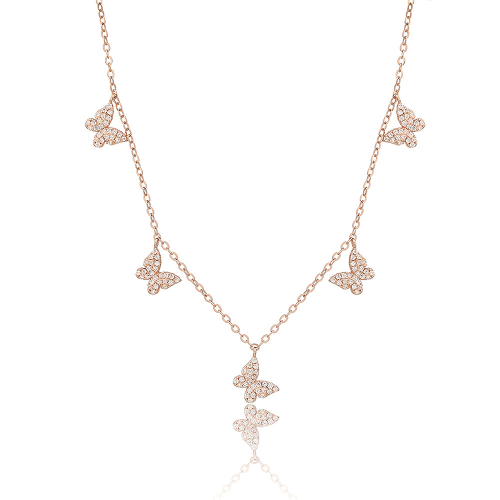 שרשרת צ'וקר רוז גולד משובצת זרקונים