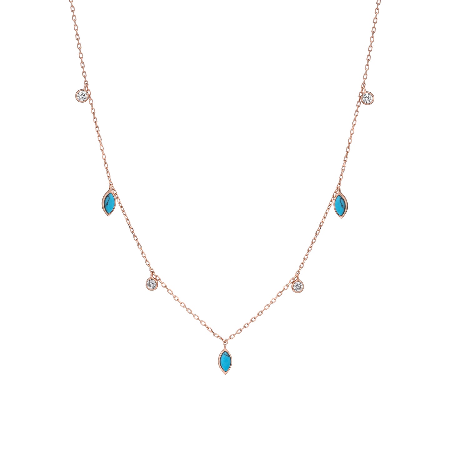 שרשרת צ'וקר רוז גולד משובצת זרקונים