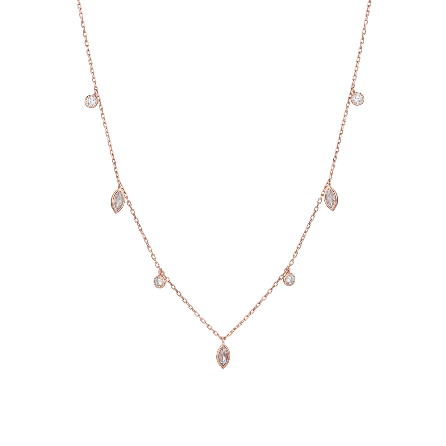 שרשרת צ'וקר רוז גולד משובצת זרקונים