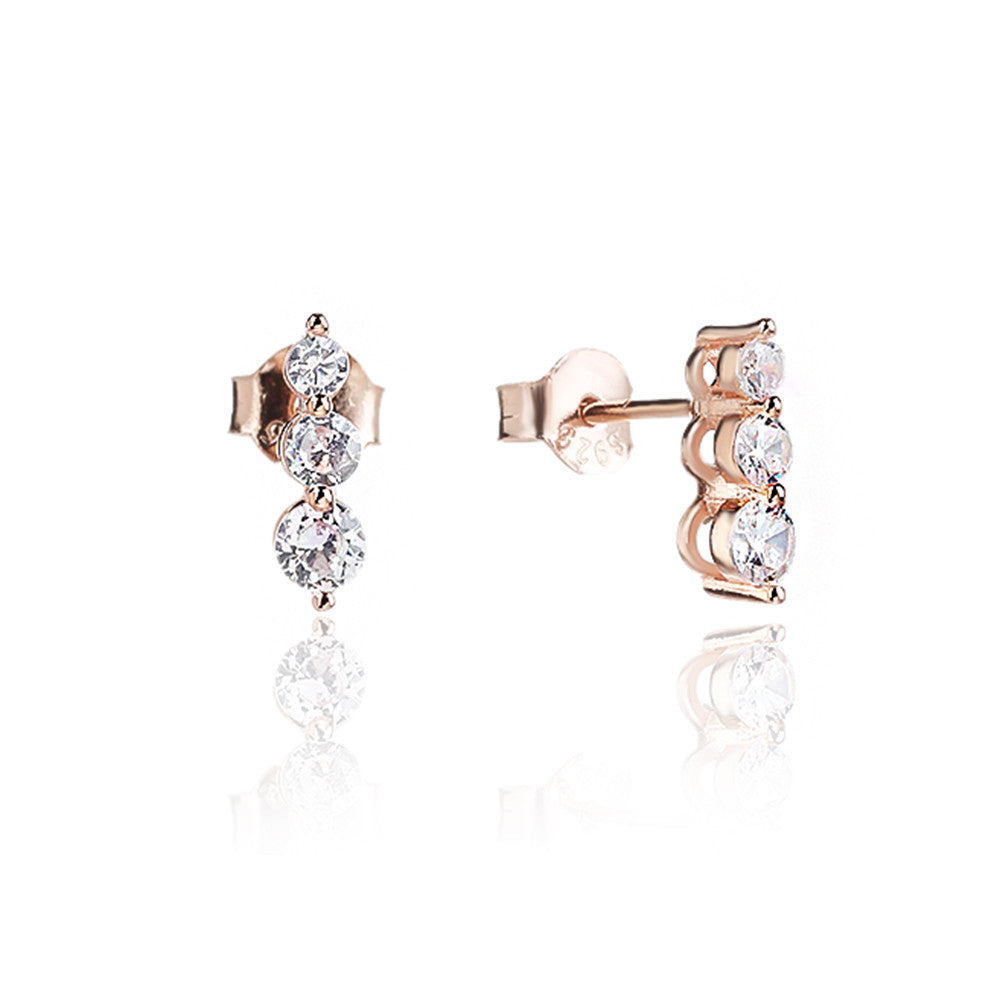 עגיל רוז גולד משובץ זרקונים