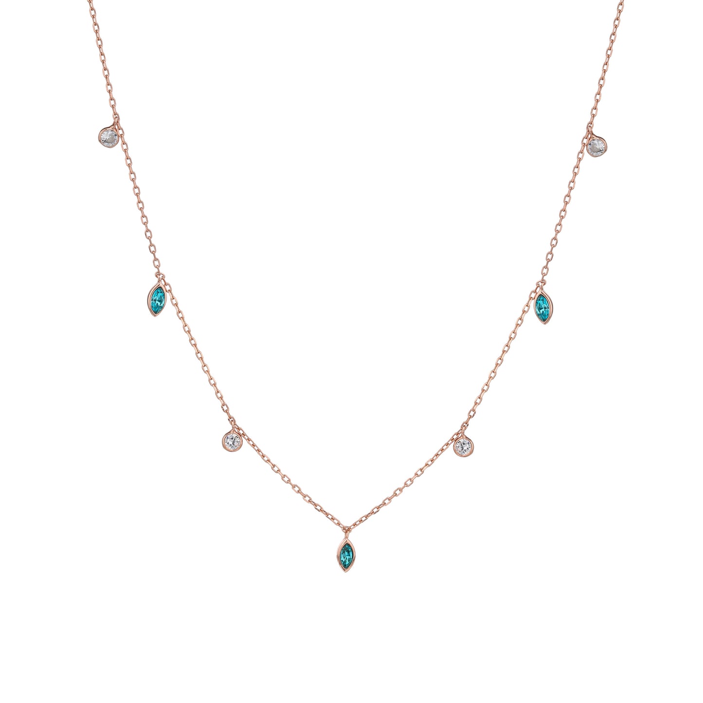 שרשרת צ'וקר רוז גולד משובצת זרקונים