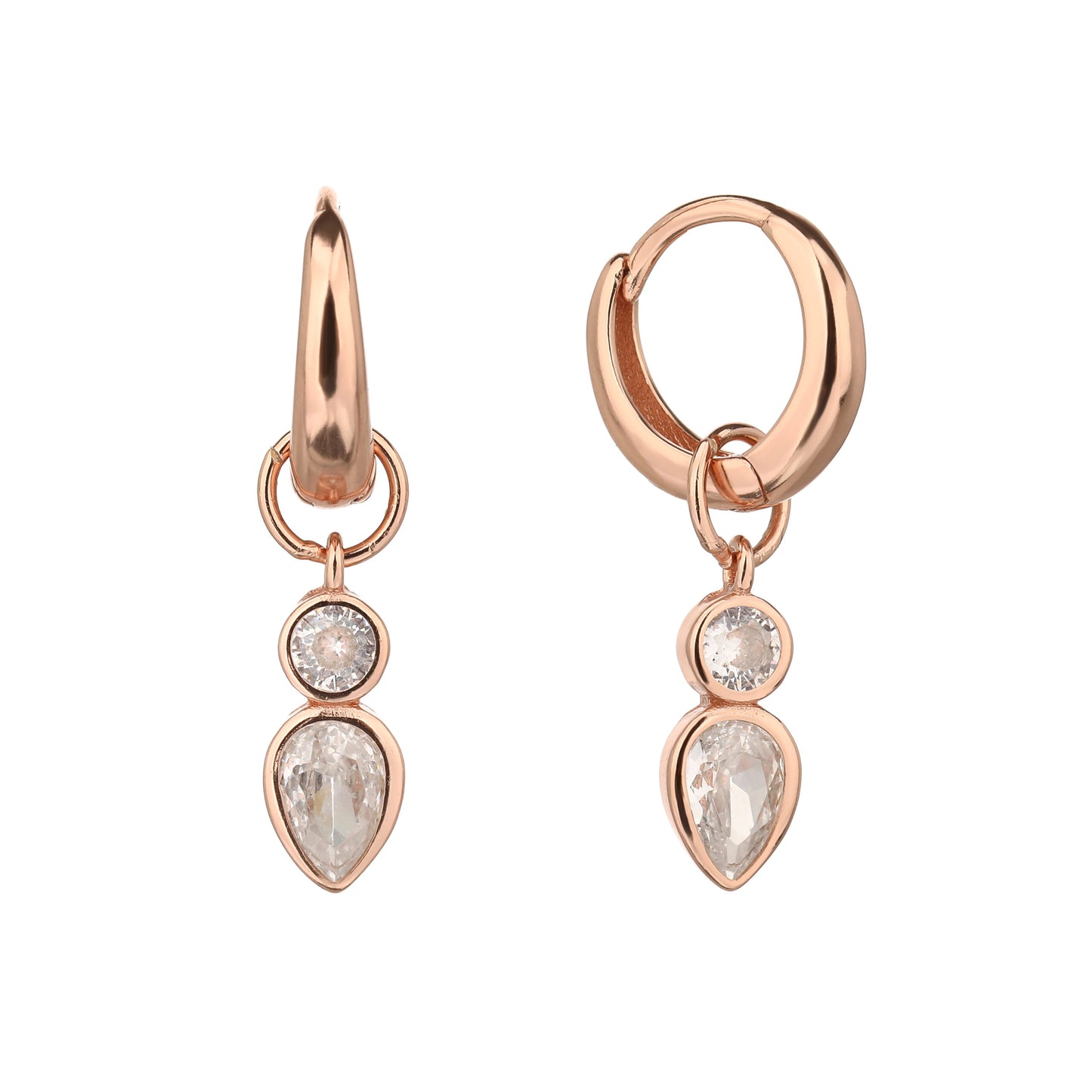 עגיל רוז גולד נופל משובץ אבן