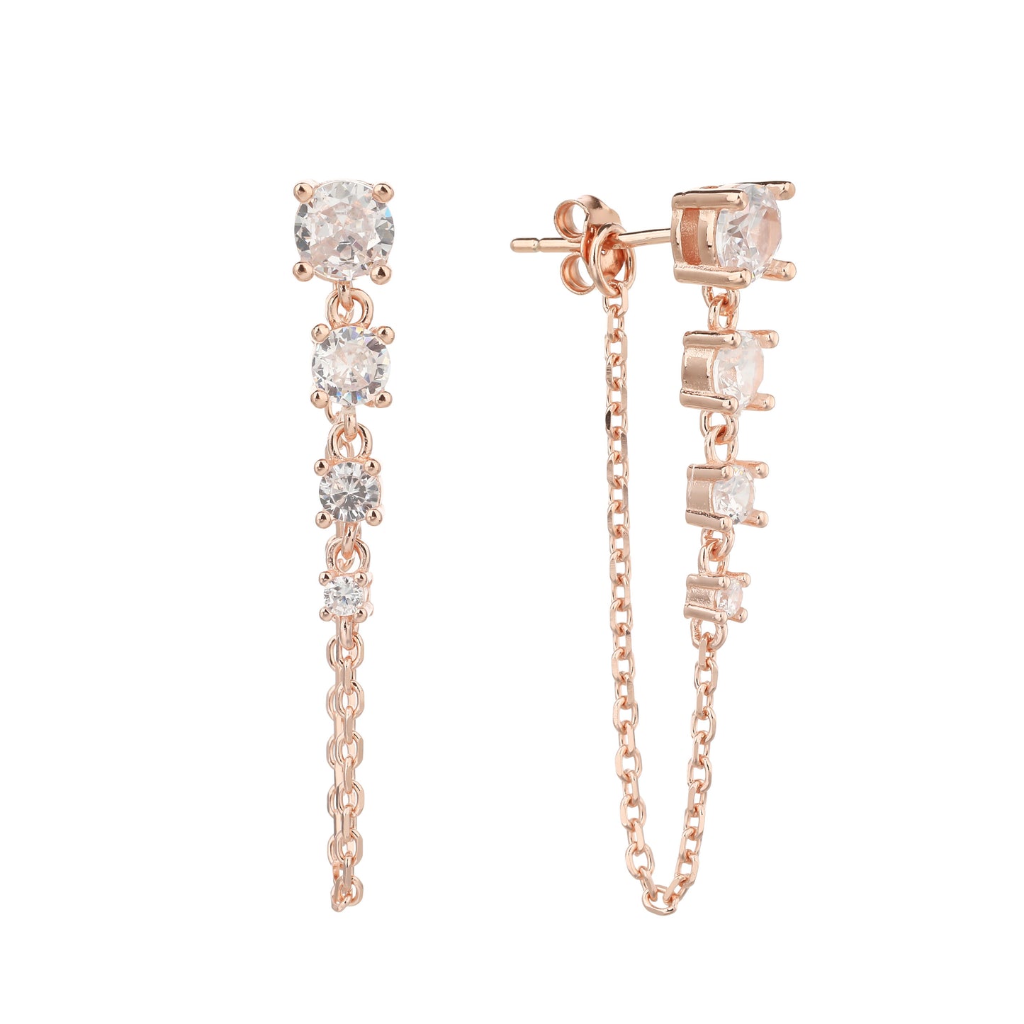 עגיל רוז גולד נופל משובץ זרקונים