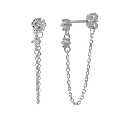 עגילים נופלים כסף 925 משובצים זרקונים