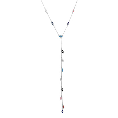 שרשרת כסף 925 נופלת משובצת זרקונים ואבנים