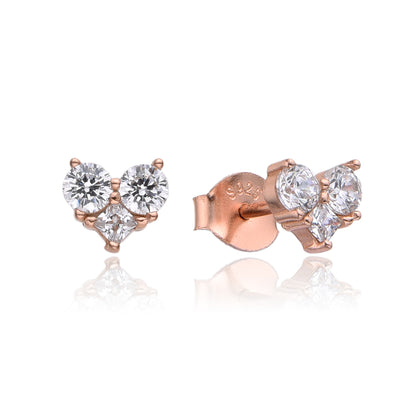 עגיל רוז גולד משובץ זרקונים