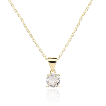 שרשרת זרקון עגול בציפוי 14K