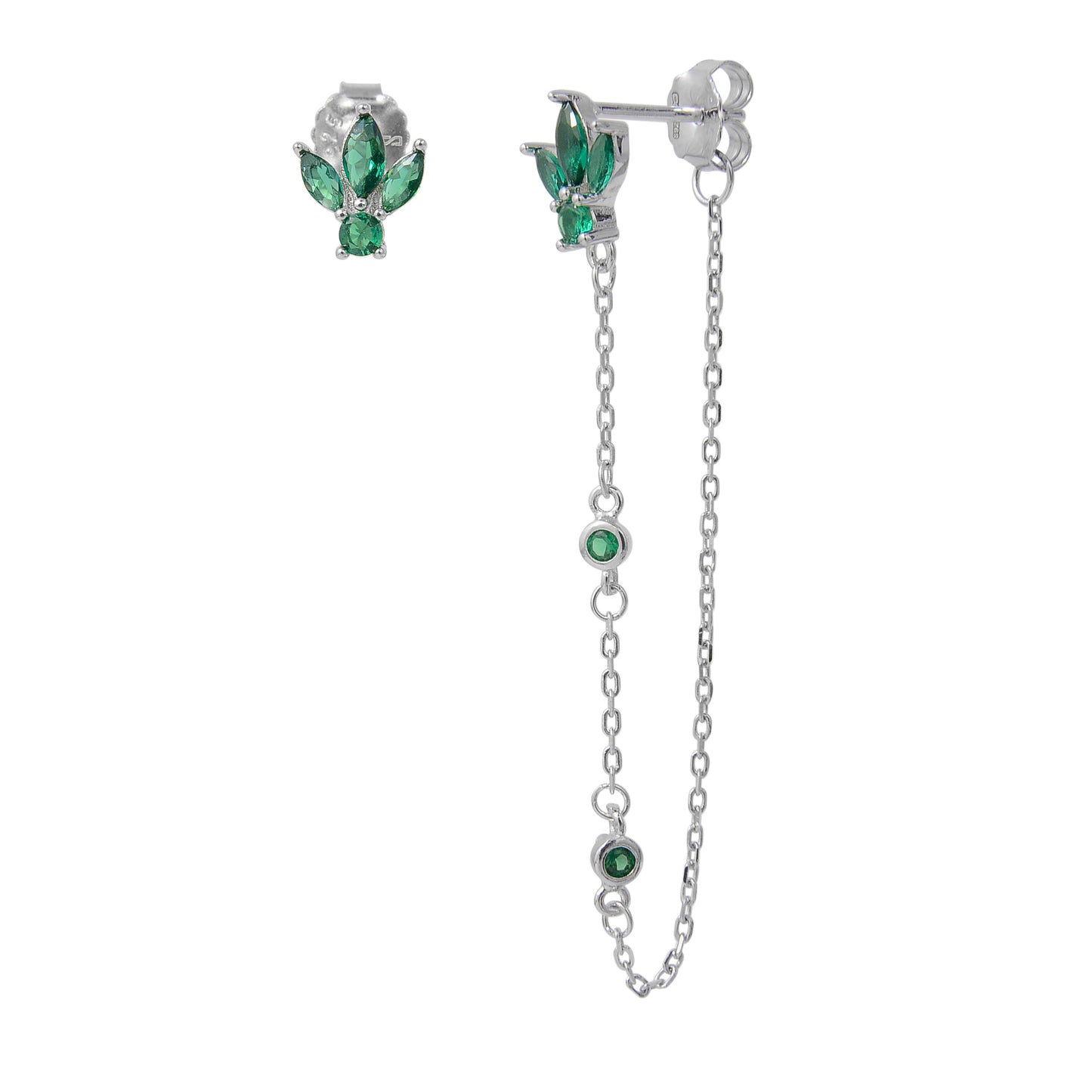 עגילים נופלים כסף 925 משובצים זרקונים