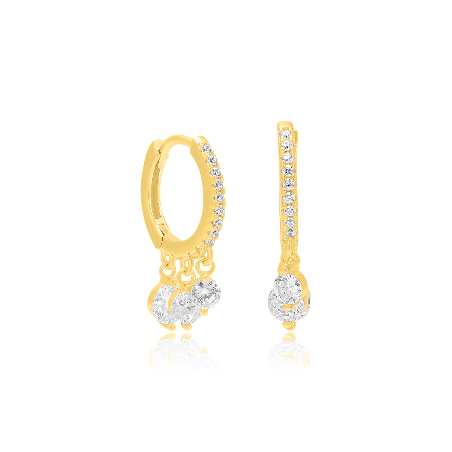 עגיל מצופה 14K משובץ זרקונים