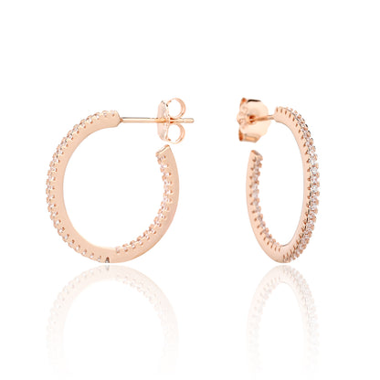 עגיל רוז גולד משובץ זרקונים