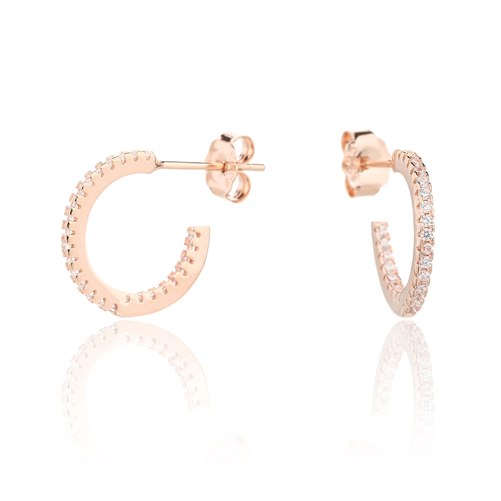 עגיל רוז גולד משובץ זרקונים