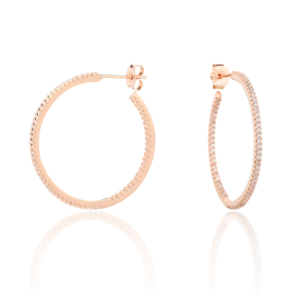 עגיל רוז גולד משובץ זרקונים