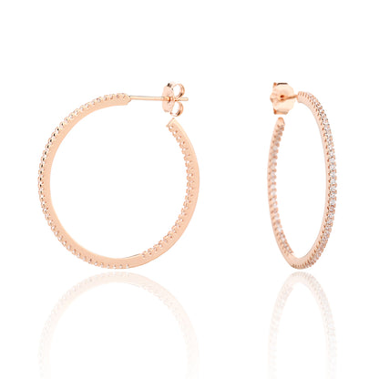 עגיל רוז גולד משובץ זרקונים