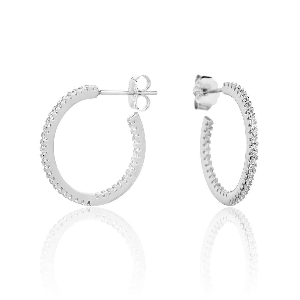 עגיל כסף 925 משובץ זרקונים