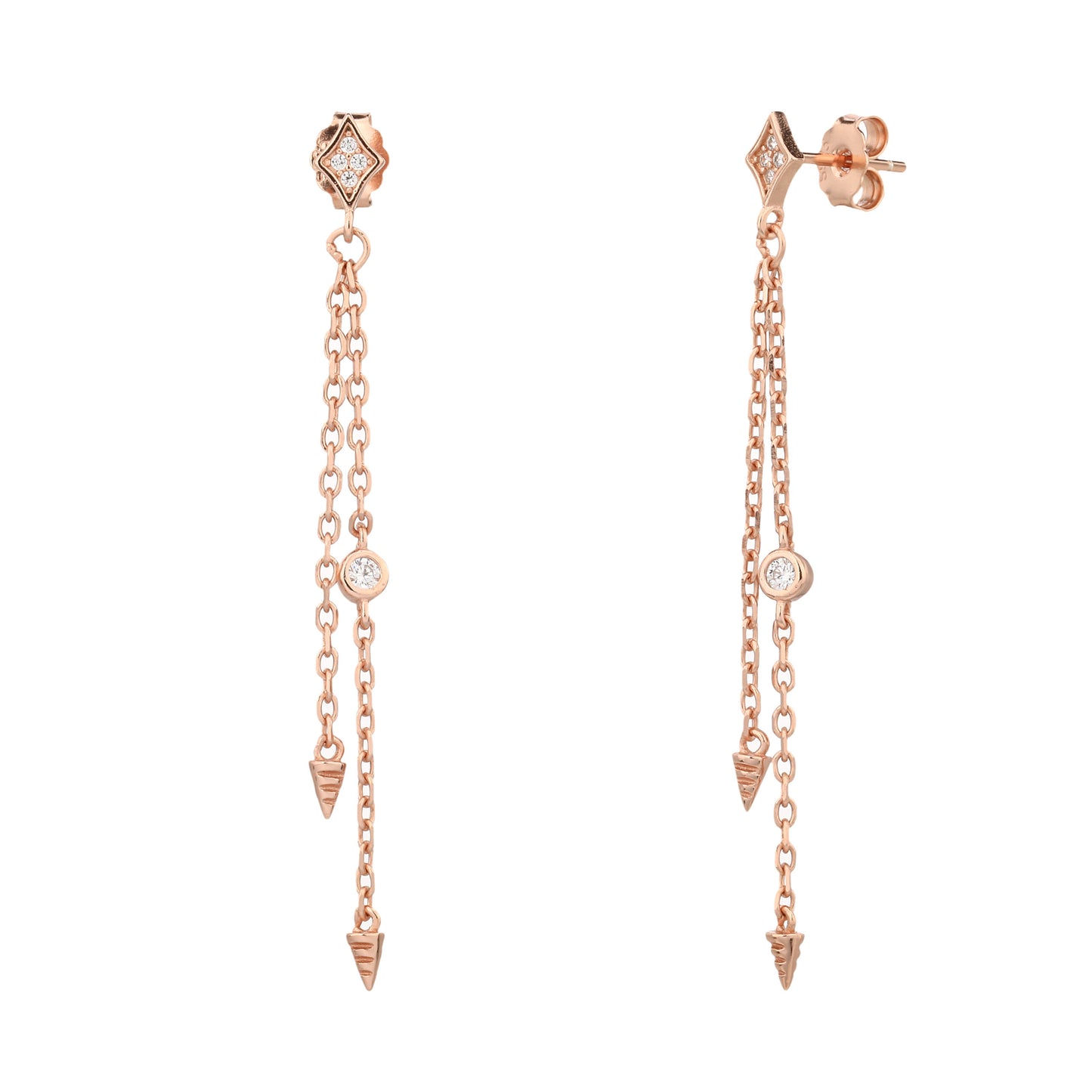 עגיל רוז גולד נופל משובץ זרקונים