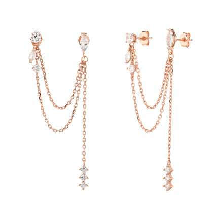 עגיל רוז גולד נופל משובץ זרקונים