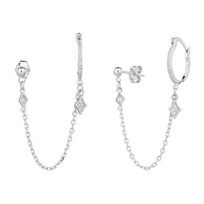 עגילים נופלים כסף 925 משובצים זרקונים