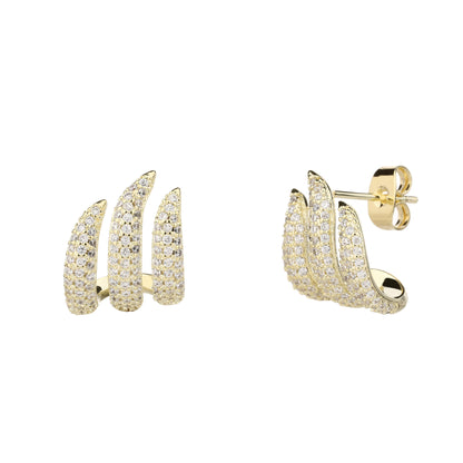 עגיל צמוד מצופה 14K משובץ זרקונים