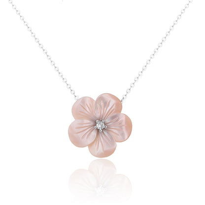 שרשרת פרח כסף 925 משובצת זרקונים