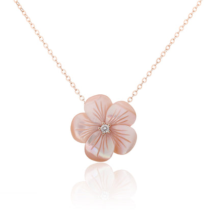 שרשרת פרח רוז גולד משובצת זרקונים