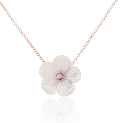 שרשרת פרח רוז גולד משובצת זרקונים