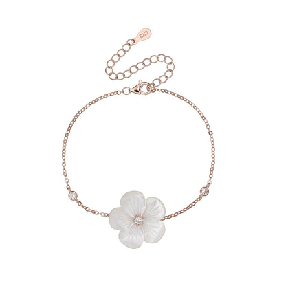 צמיד פרח רוז גולד משובץ זרקונים