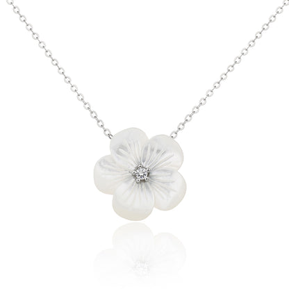 שרשרת פרח כסף 925 משובצת זרקונים