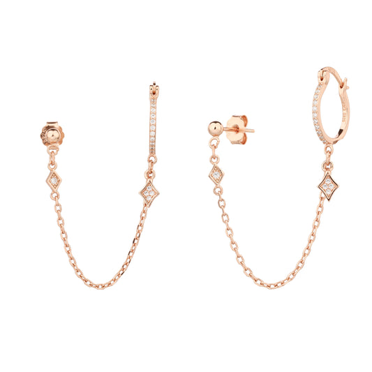 עגיל רוז גולד נופל משובץ זרקונים