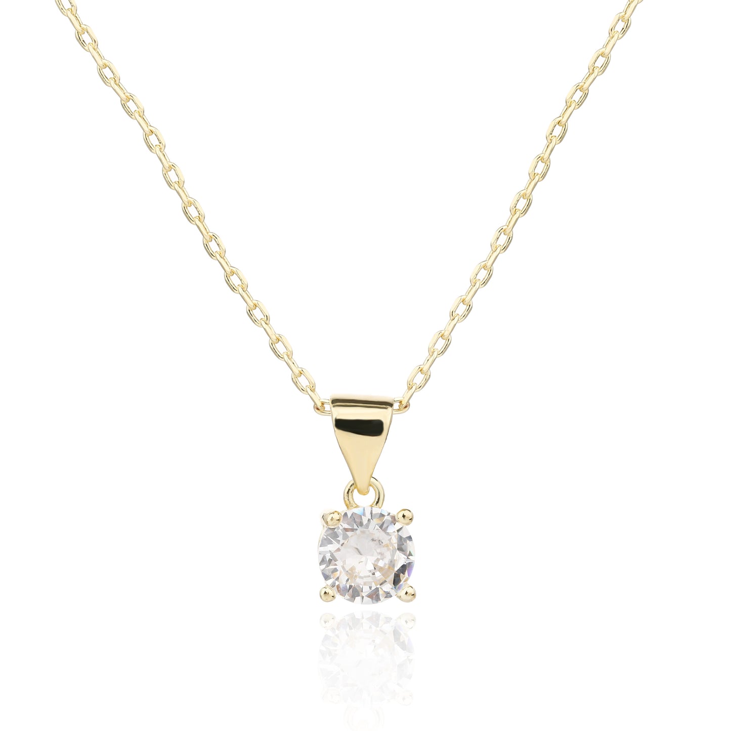 שרשרת זרקון עגול בציפוי 14K